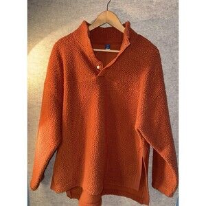 Old Navy Women’s Fleece 1/4 Snap Pullover Orange Size XL Tunic RN54023